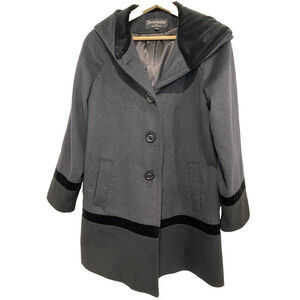 Forecaster of Boston- Grey wool blend lined hooded winter coat women's 10 Petite